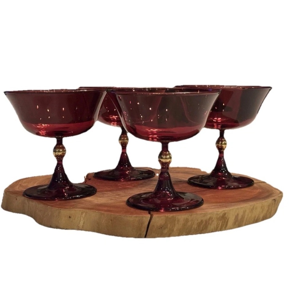 Anthropologie Catherine Martin Set/4 RED Coupe Glasses - Picture 3 of 8